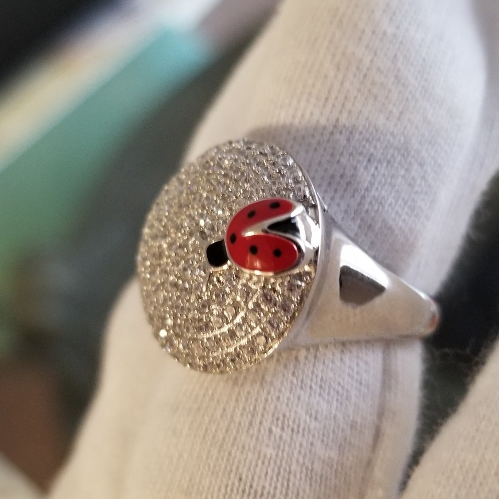 Sterling Silver & White Topaz Ring sz8